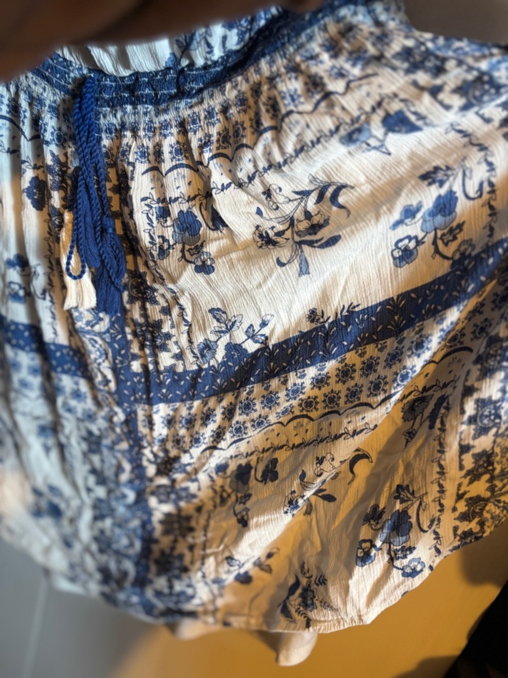 Xhilaration White Strapless Dress with Blue Floral Print - Picture 2 of 4